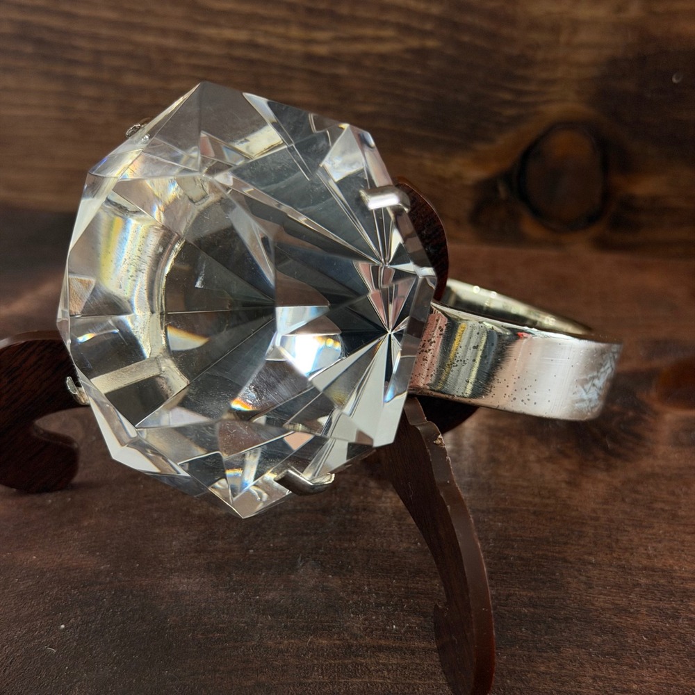 Godinger Crystal Oversized Faux Diamond Engagement Wedding Ring Table Decor